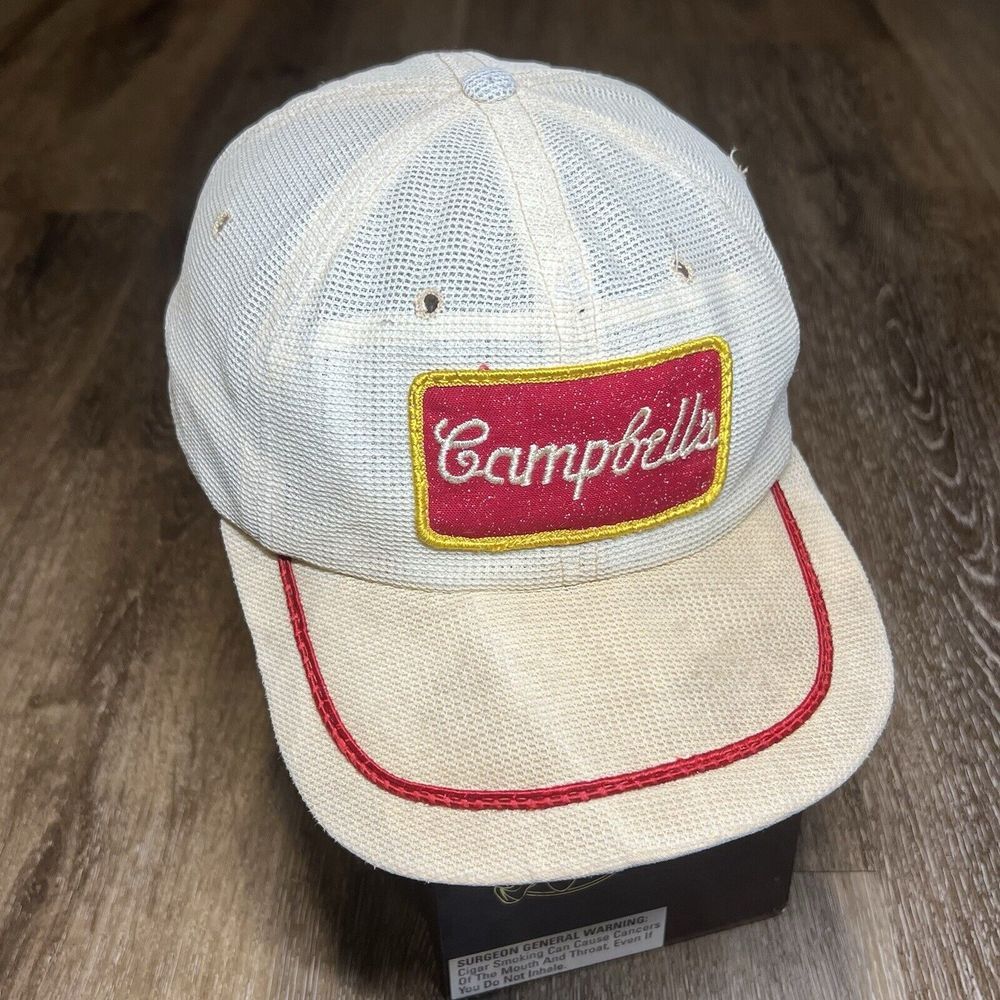 True Vintage 60s Campbell Soup Hat Trucker Distressed‎ Work Chore Promo Ad READ